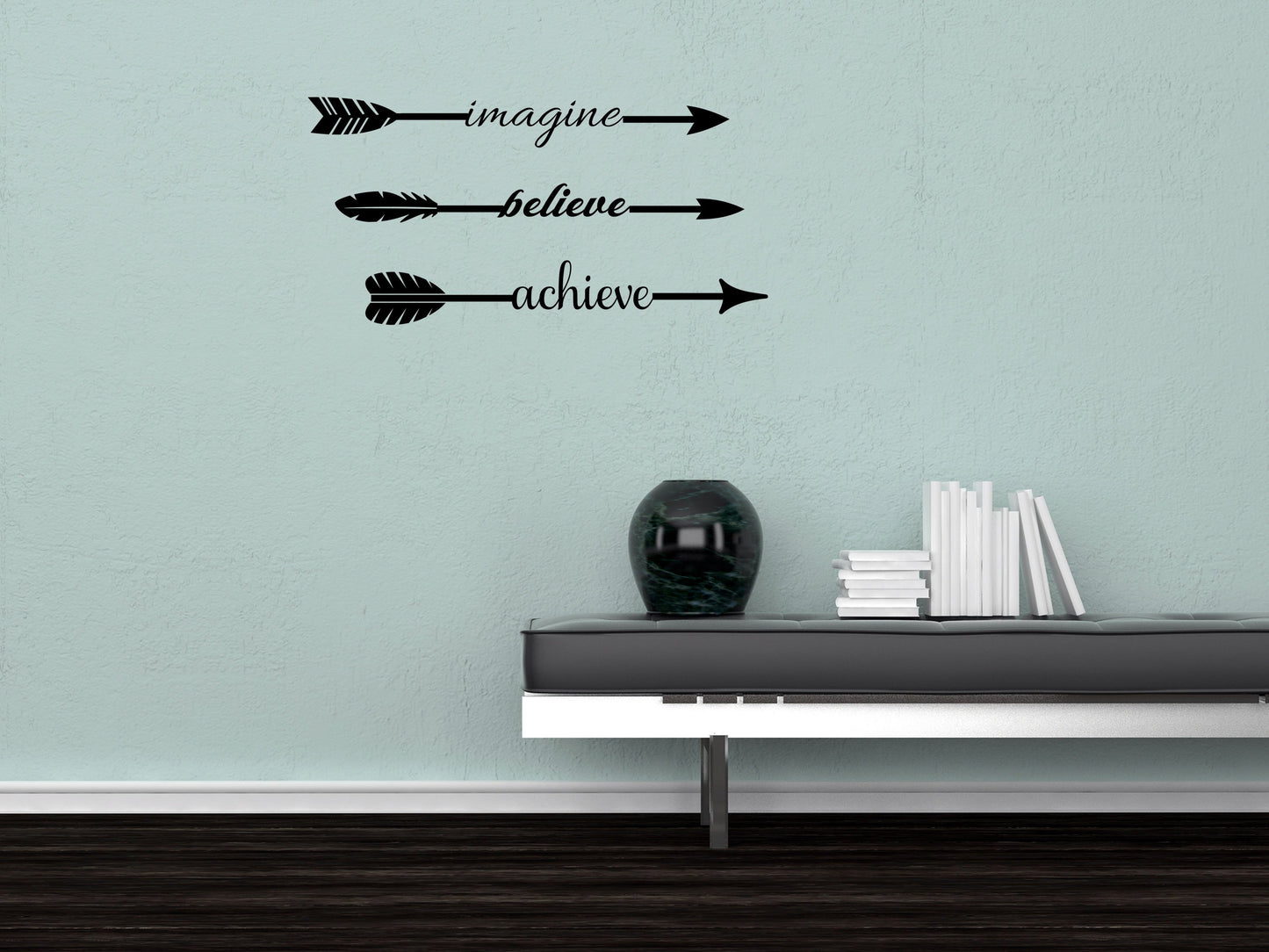 Imagine Believe Achieve - Inspirational Wall Decals Vinyl Wall Decal Inspirational Wall Signs 