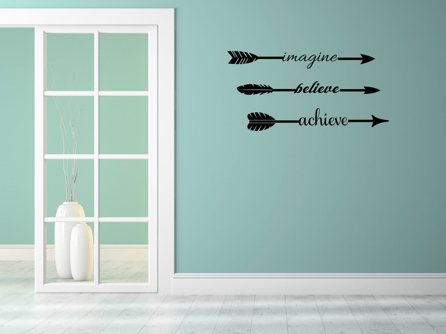 Imagine Believe Achieve - Inspirational Wall Decals Vinyl Wall Decal Inspirational Wall Signs 