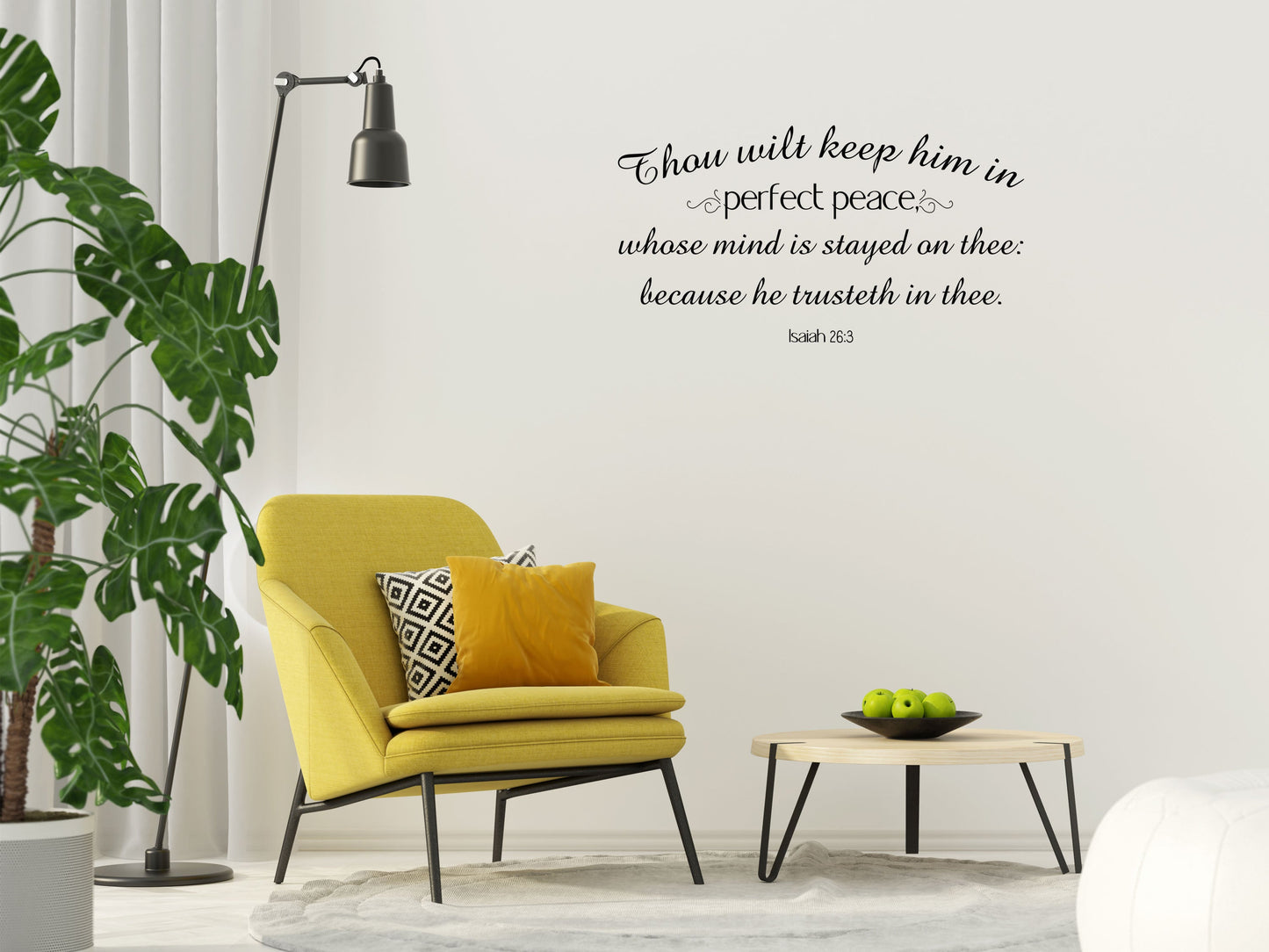 Isaiah 26:3 - Wall Sticker of Bible Verse Vinyl Wall Decal Inspirational Wall Signs 