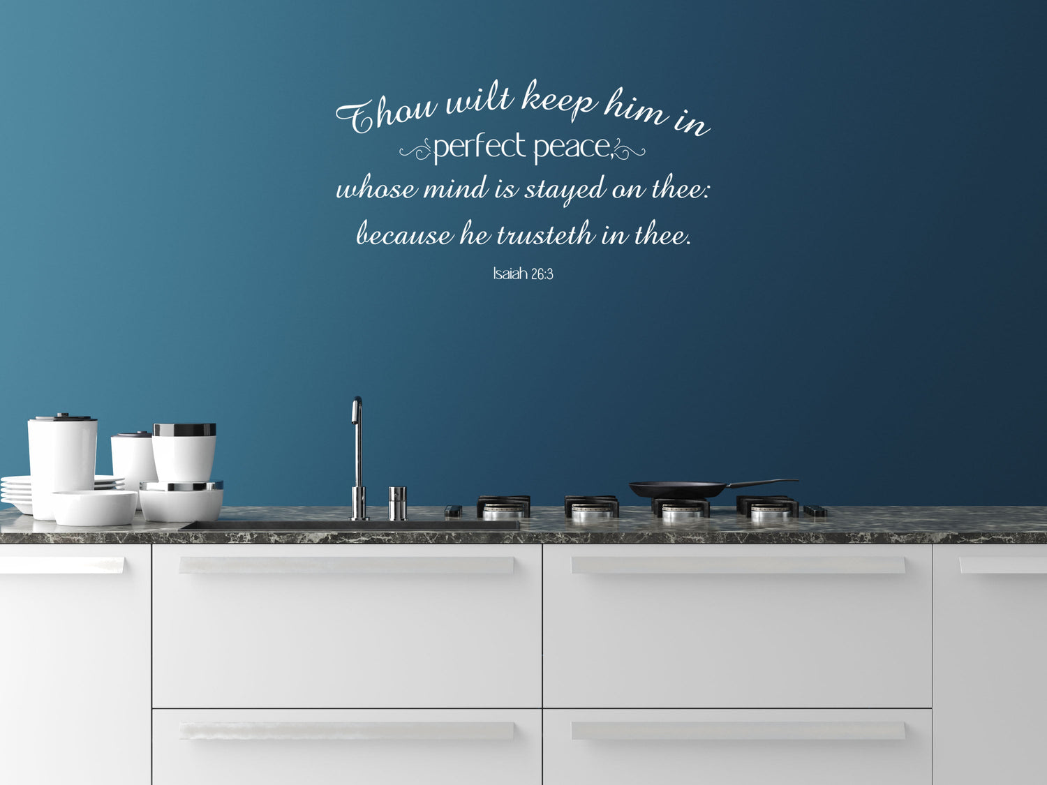 Isaiah 26:3 - Wall Sticker of Bible Verse Vinyl Wall Decal Inspirational Wall Signs 