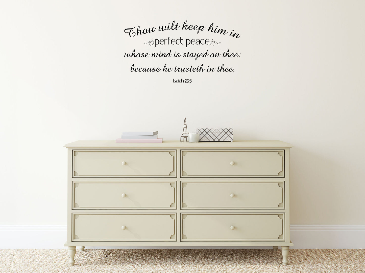 Isaiah 26:3 - Wall Sticker of Bible Verse Vinyl Wall Decal Inspirational Wall Signs 