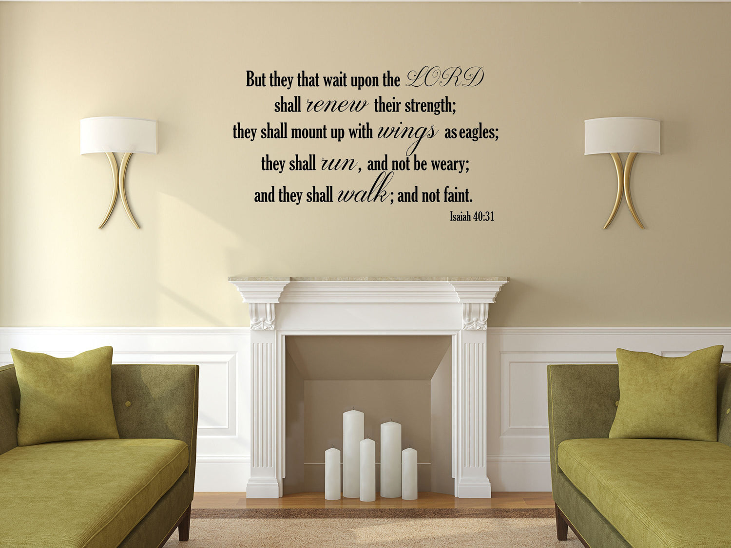 Isaiah 40:31 KJV Vinyl Wall Scripture But They That Wait Upon The LORD Christian Inspiration Wall Decal Bible Quote Wings As Eagles - KJV Vinyl Wall Decal Done 