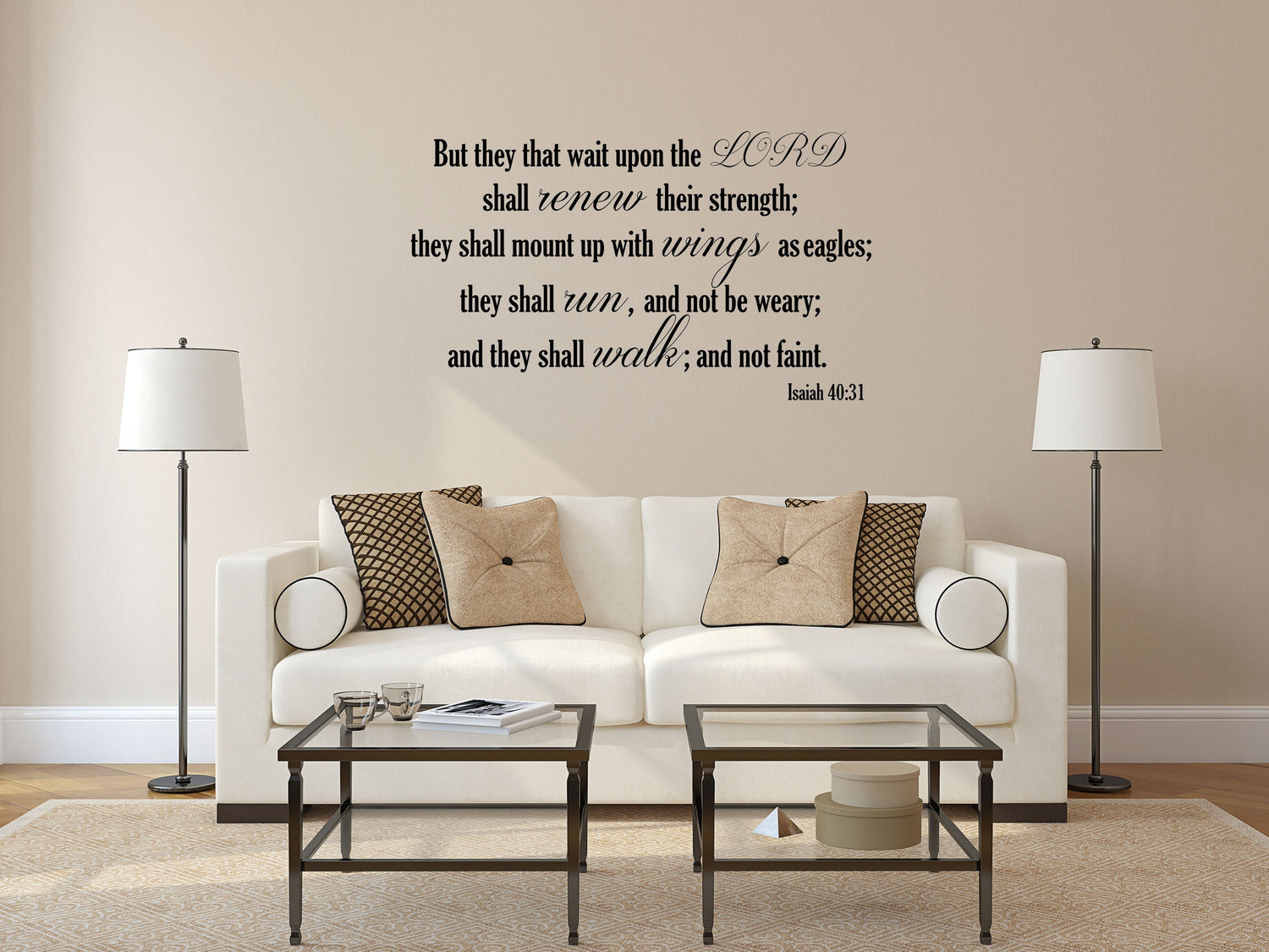 Isaiah 40:31 KJV Vinyl Wall Scripture But They That Wait Upon The LORD Christian Inspiration Wall Decal Bible Quote Wings As Eagles - KJV Vinyl Wall Decal Done 