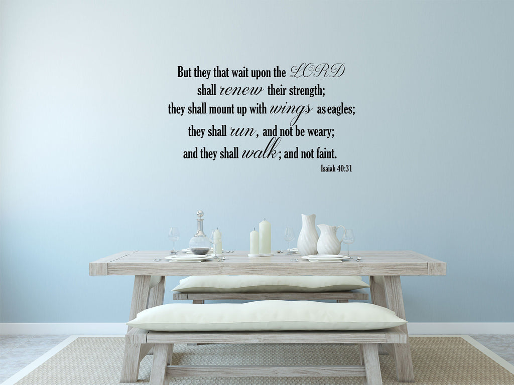 Isaiah 40:31 KJV Vinyl Wall Scripture But They That Wait Upon The LORD Christian Inspiration Wall Decal Bible Quote Wings As Eagles - KJV Vinyl Wall Decal Done 