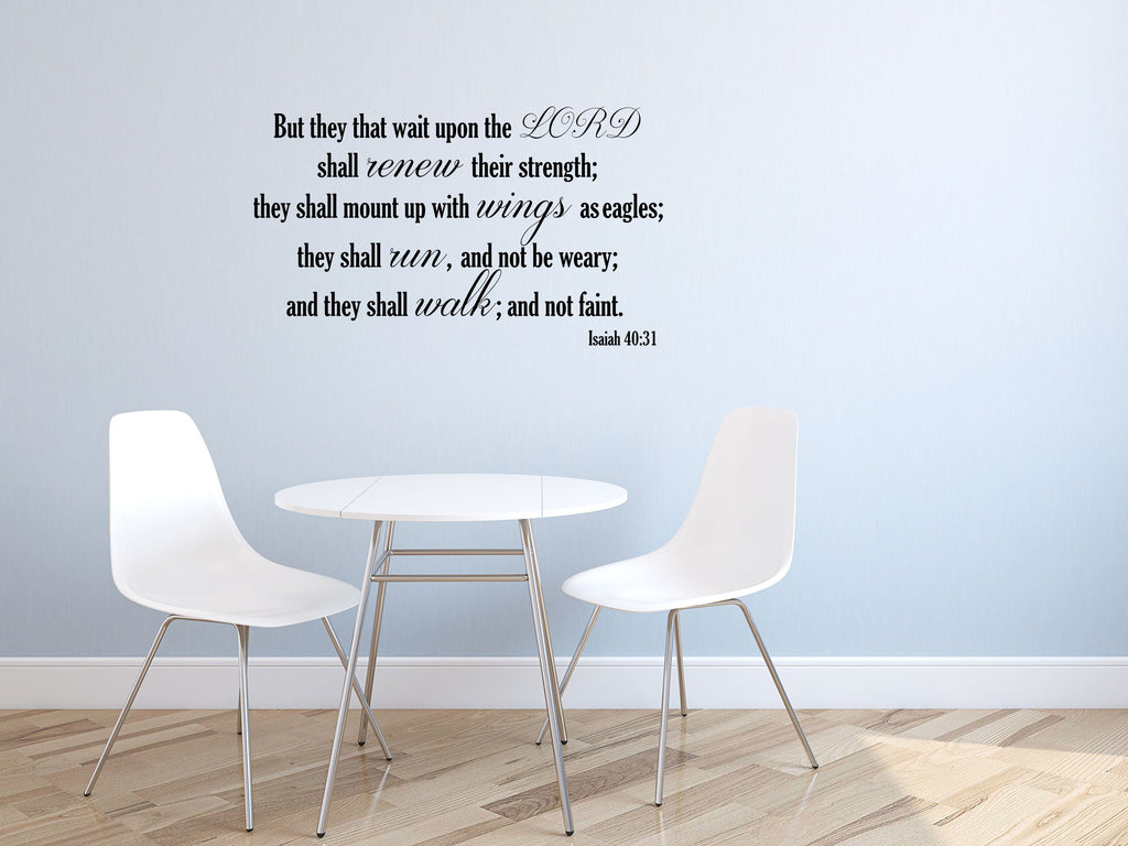Isaiah 40:31 KJV Vinyl Wall Scripture But They That Wait Upon The LORD Christian Inspiration Wall Decal Bible Quote Wings As Eagles - KJV Vinyl Wall Decal Done 