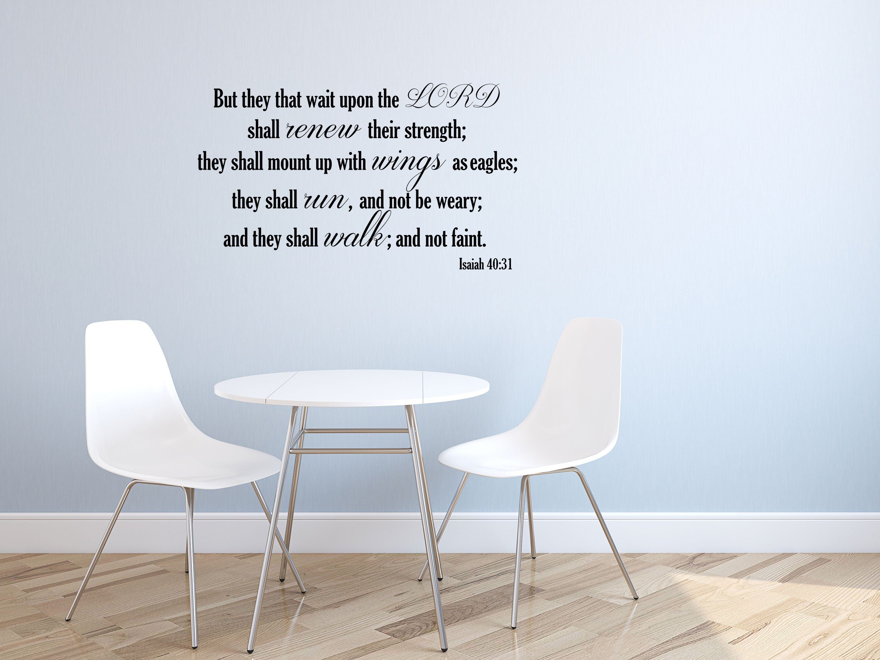 Isaiah 40:31 KJV Vinyl Wall Scripture But They That Wait Upon The LORD Christian Inspiration Wall Decal Bible Quote Wings As Eagles - KJV Vinyl Wall Decal Done 