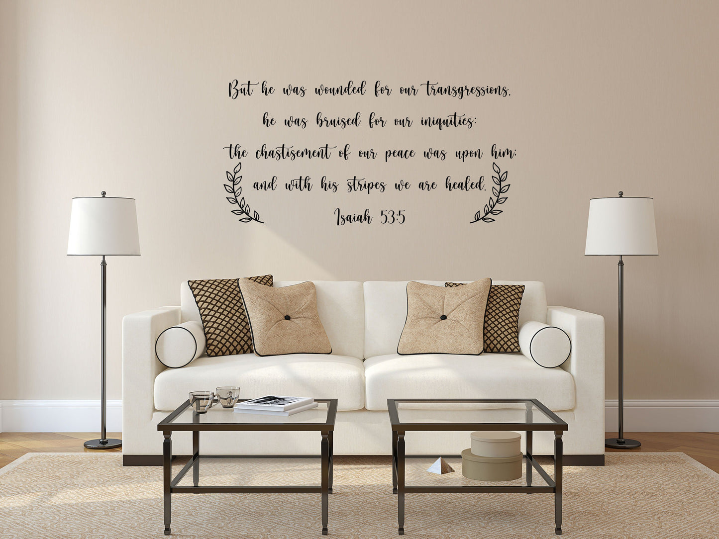 Isaiah 53:5 Scripture Wall Decal - Christian Wall Sticker Quote - Christian Religious Decor- Wounded For Our Transgressions Done 