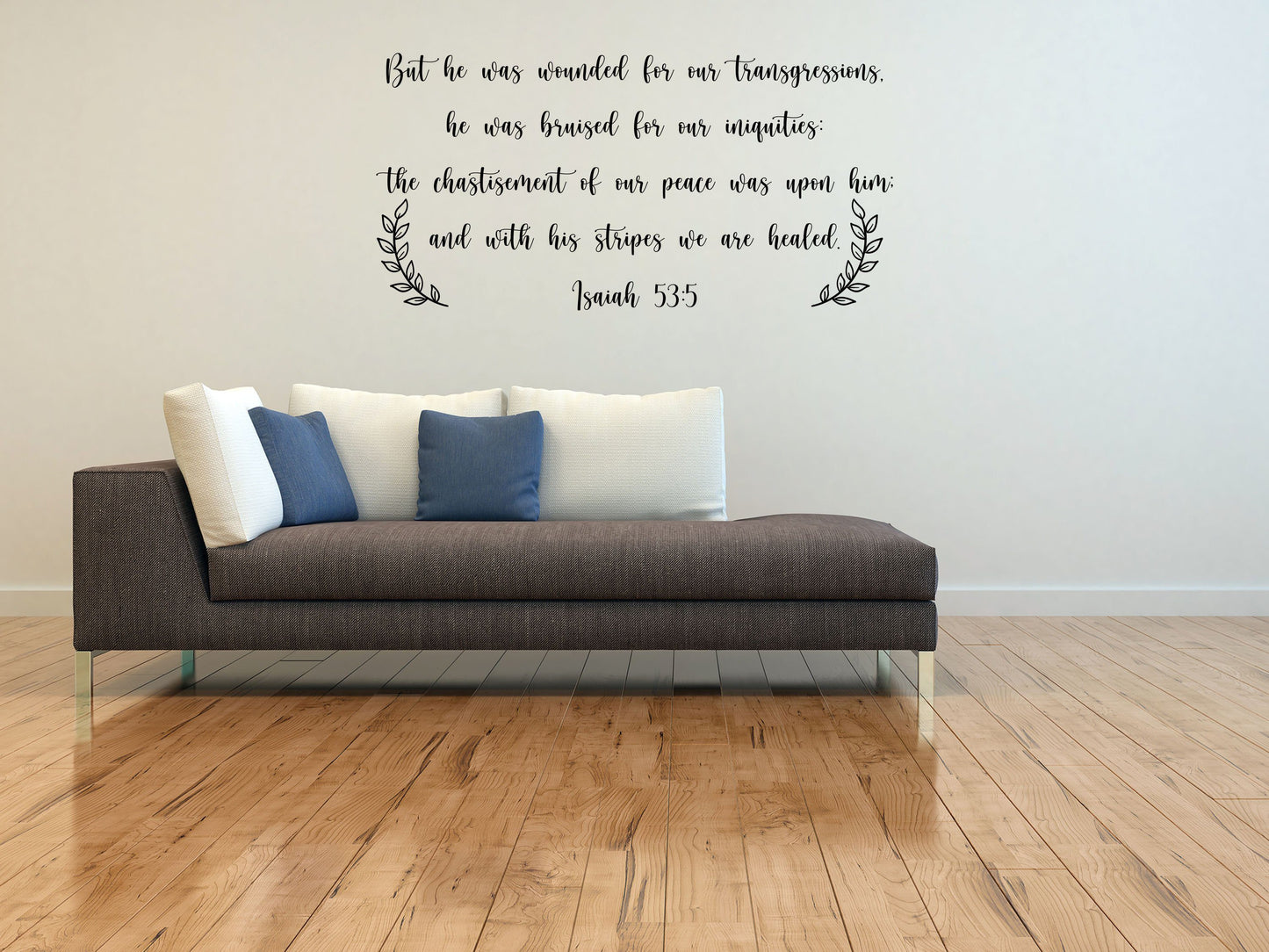 Isaiah 53:5 Scripture Wall Decal - Christian Wall Sticker Quote - Christian Religious Decor- Wounded For Our Transgressions Done 