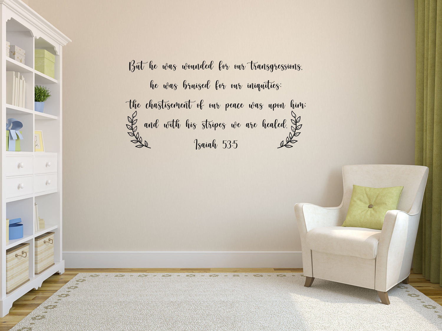 Isaiah 53:5 Scripture Wall Decal - Christian Wall Sticker Quote - Christian Religious Decor- Wounded For Our Transgressions Done 
