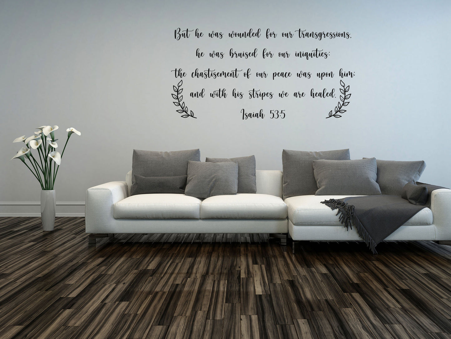 Isaiah 53:5 Scripture Wall Decal - Christian Wall Sticker Quote - Christian Religious Decor- Wounded For Our Transgressions Done 