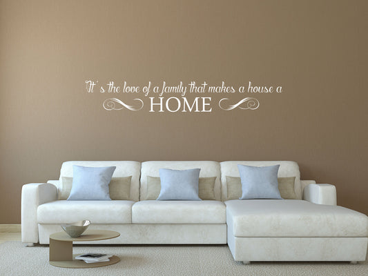 It's The Love of A Family That Makes a House a HOME Vinyl Wall Decal Inspirational Wall Signs 