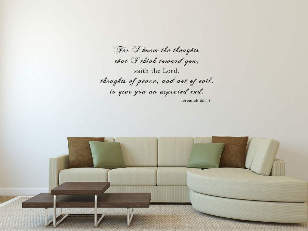 Jeremiah 29:11 - Scripture Vinyl Wall Quote Vinyl Wall Decal Inspirational Wall Signs 