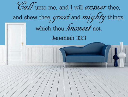 Jeremiah 33:3 - Inspirational Wall Decals Inspirational Wall Signs 