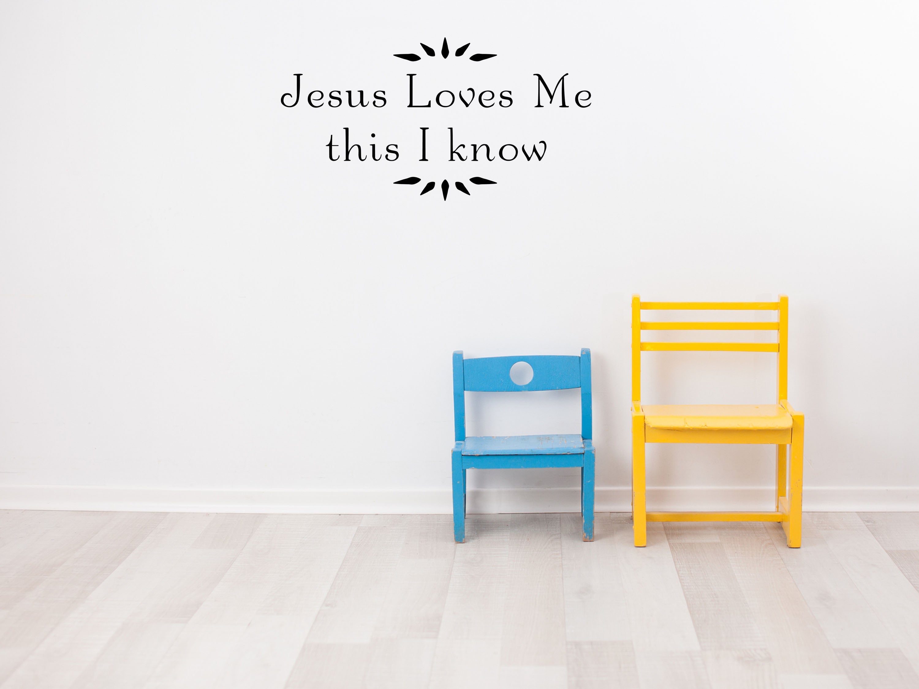 Jesus Loves Me This I Know Children's Wall Words Sticker Vinyl Wall Decal Inspirational Wall Signs 