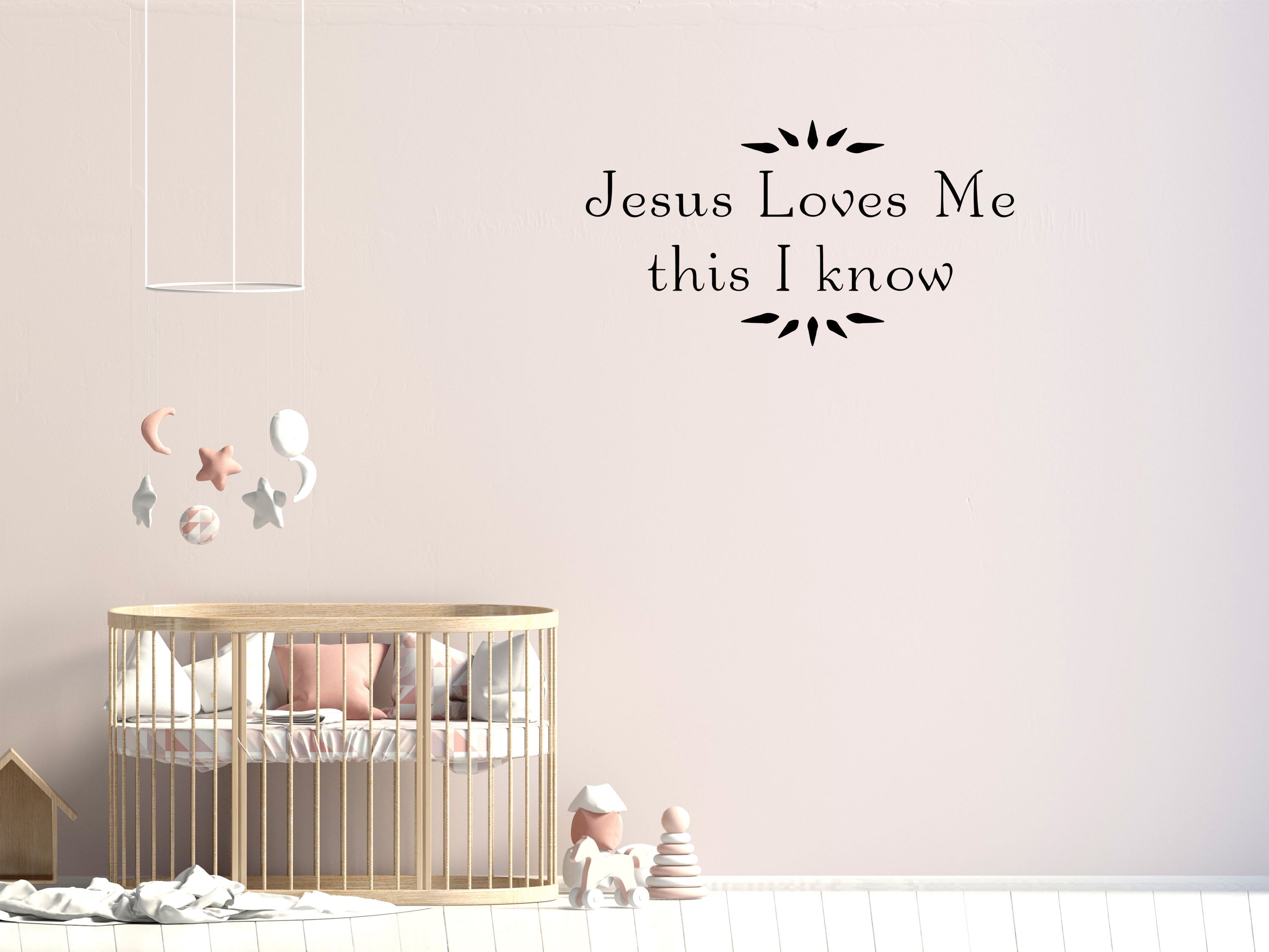 Jesus Loves Me This I Know Children's Wall Words Sticker Vinyl Wall Decal Inspirational Wall Signs 