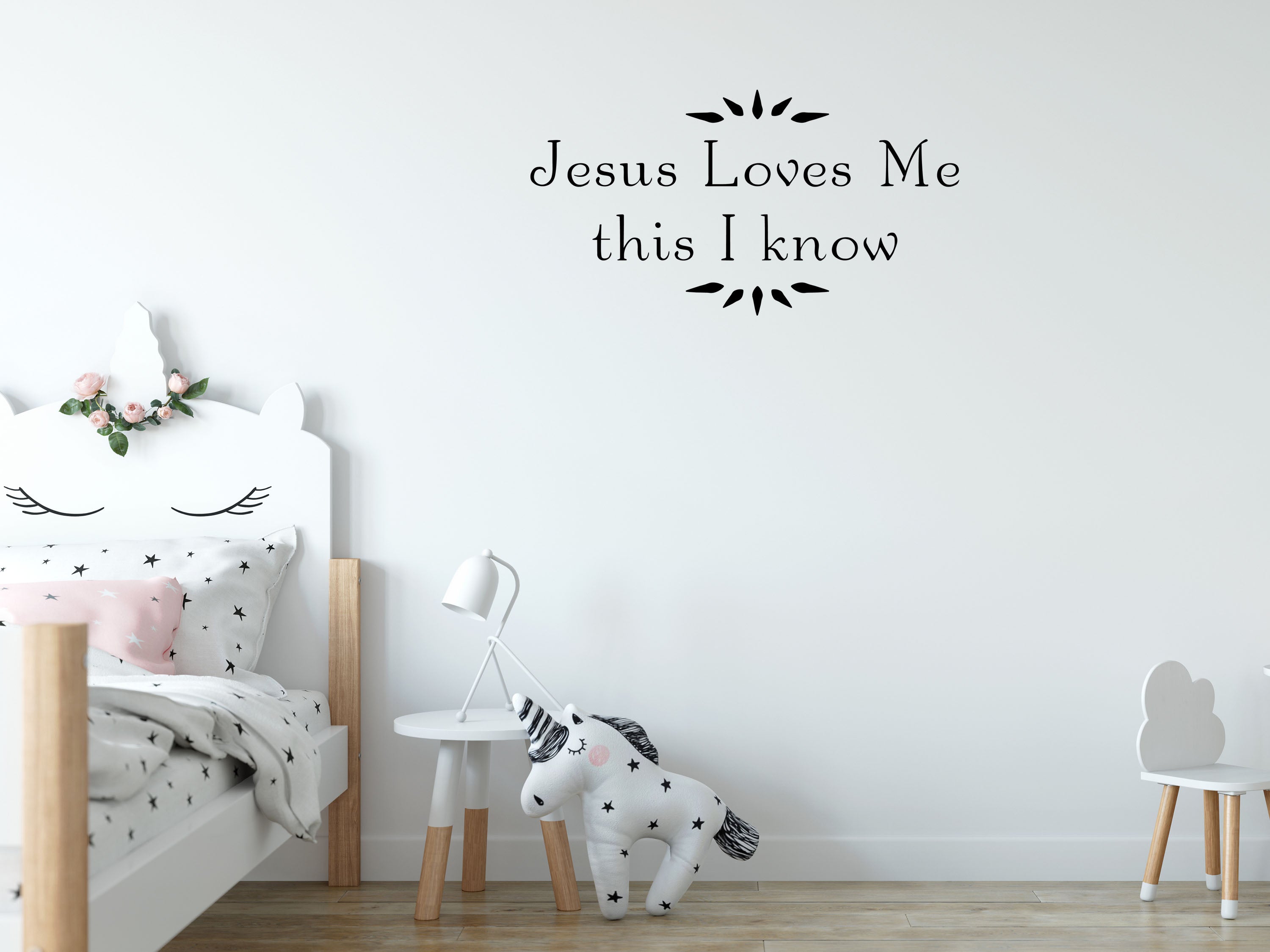 Jesus Loves Me This I Know Children's Wall Words Sticker Vinyl Wall Decal Inspirational Wall Signs 