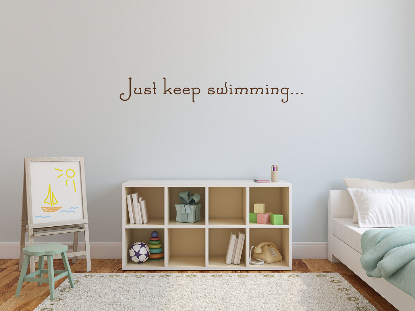 Just Keep Swimming Vinyl Wall Decal Inspirational Wall Signs 
