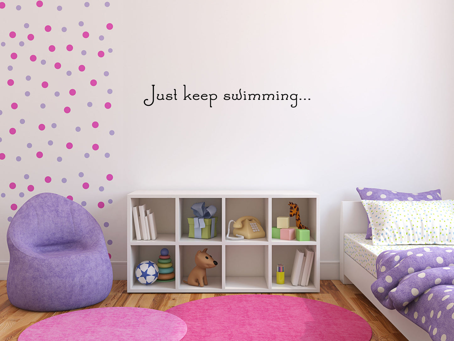 Just Keep Swimming Vinyl Wall Decal Inspirational Wall Signs 