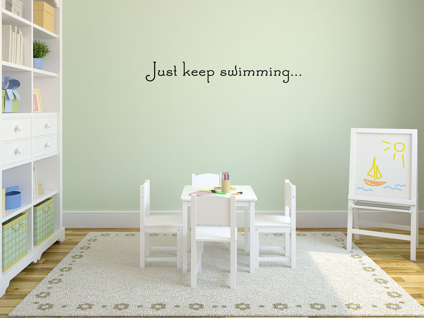 Just Keep Swimming Vinyl Wall Decal Inspirational Wall Signs 