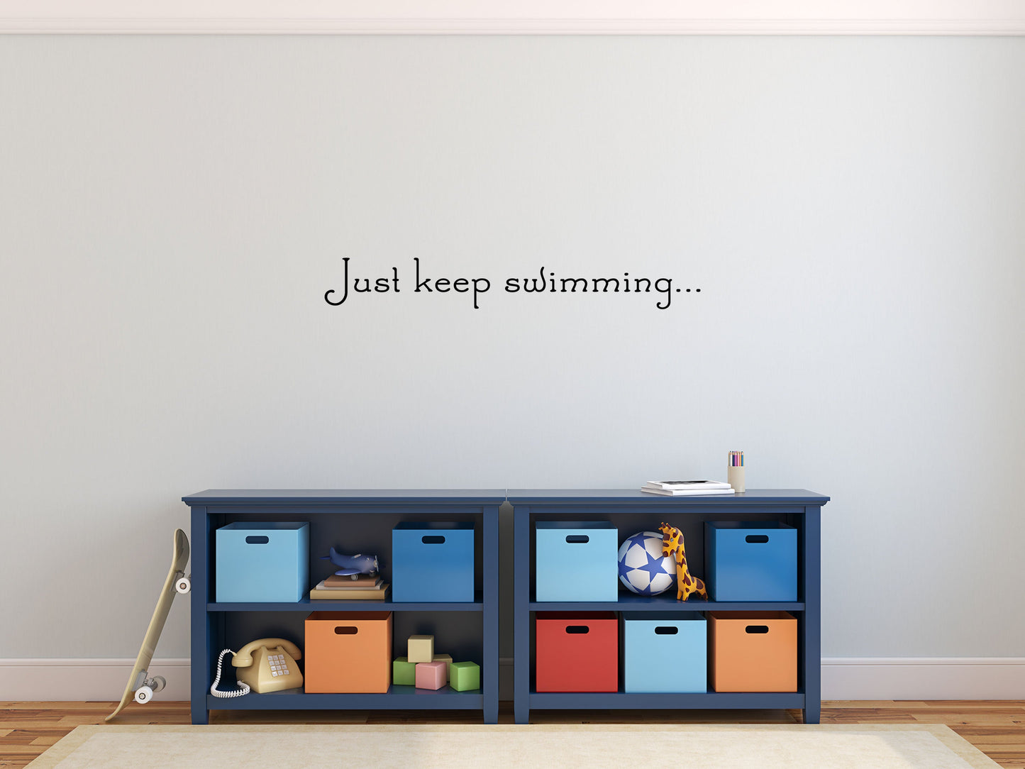 Just Keep Swimming Vinyl Wall Decal Inspirational Wall Signs 