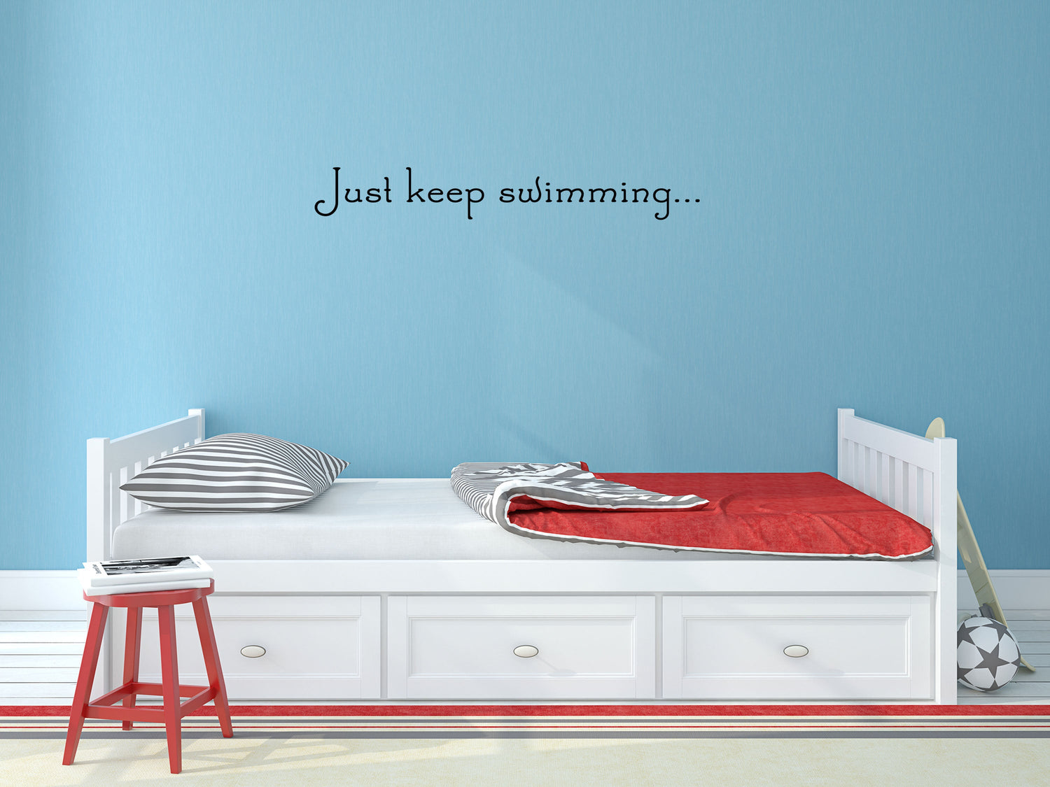 Just Keep Swimming Vinyl Wall Decal Inspirational Wall Signs 