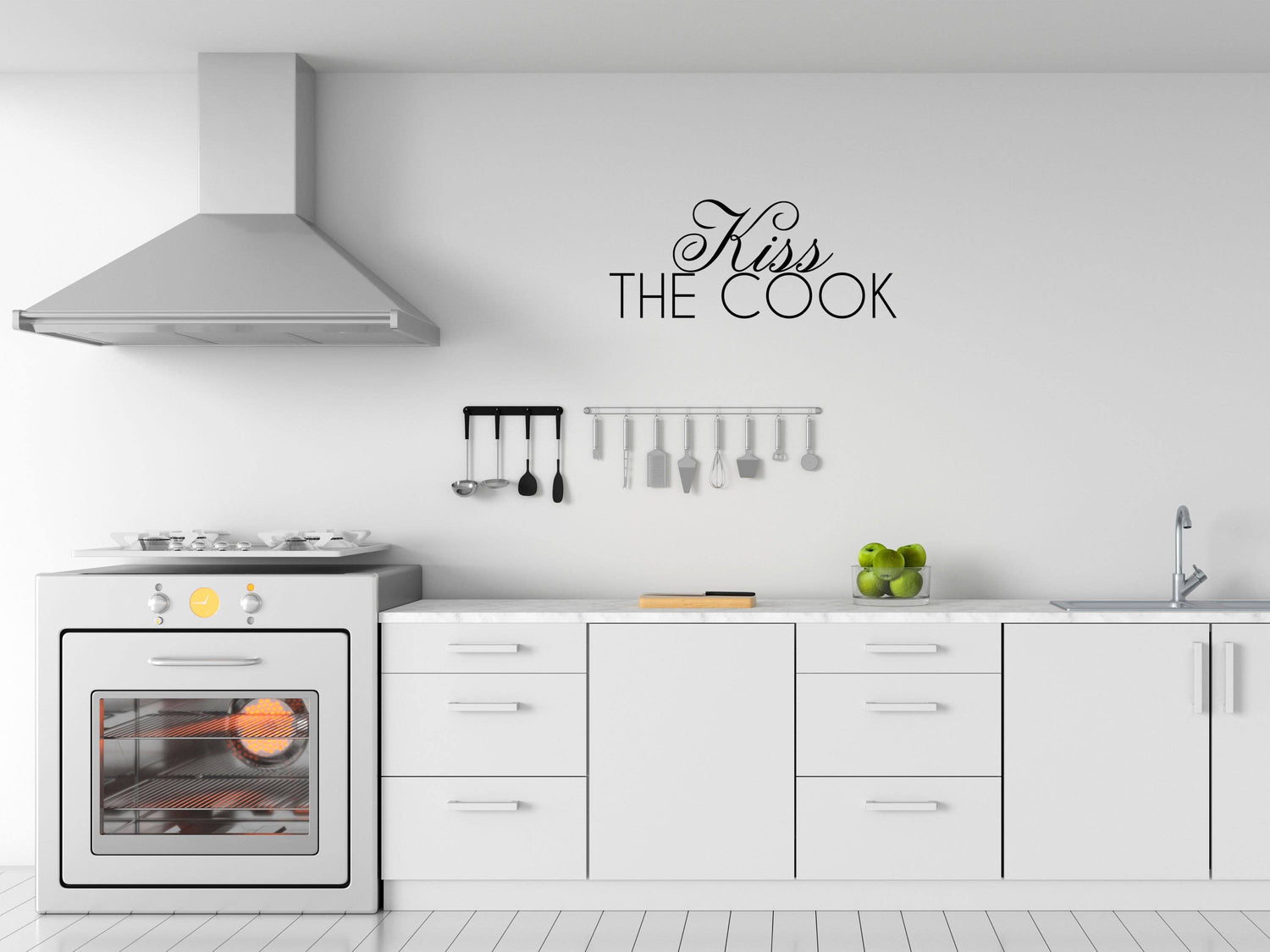 Kiss The Cook Wall Decal - Kiss The Cook Decal - Kitchen Wall Art - Kitchen Wall Decal - Kiss The Cook Wall Decor Vinyl Wall Decal Done 