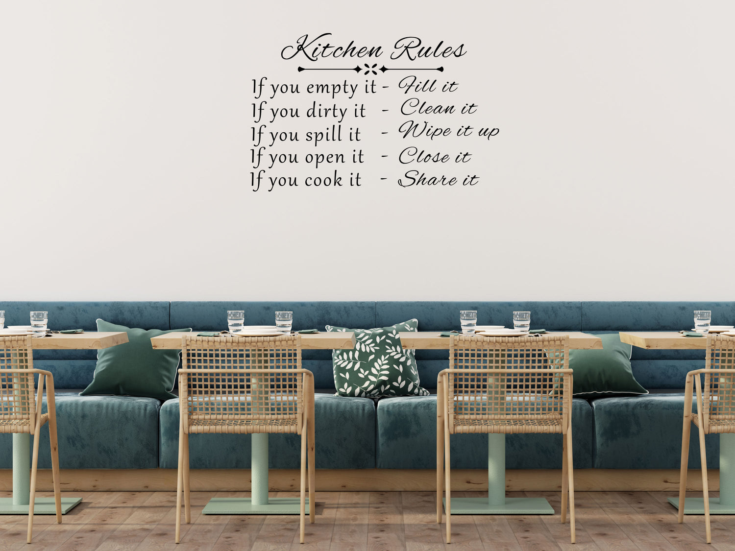 Kitchen Rules Vinyl Wall Decal Inspirational Wall Signs 