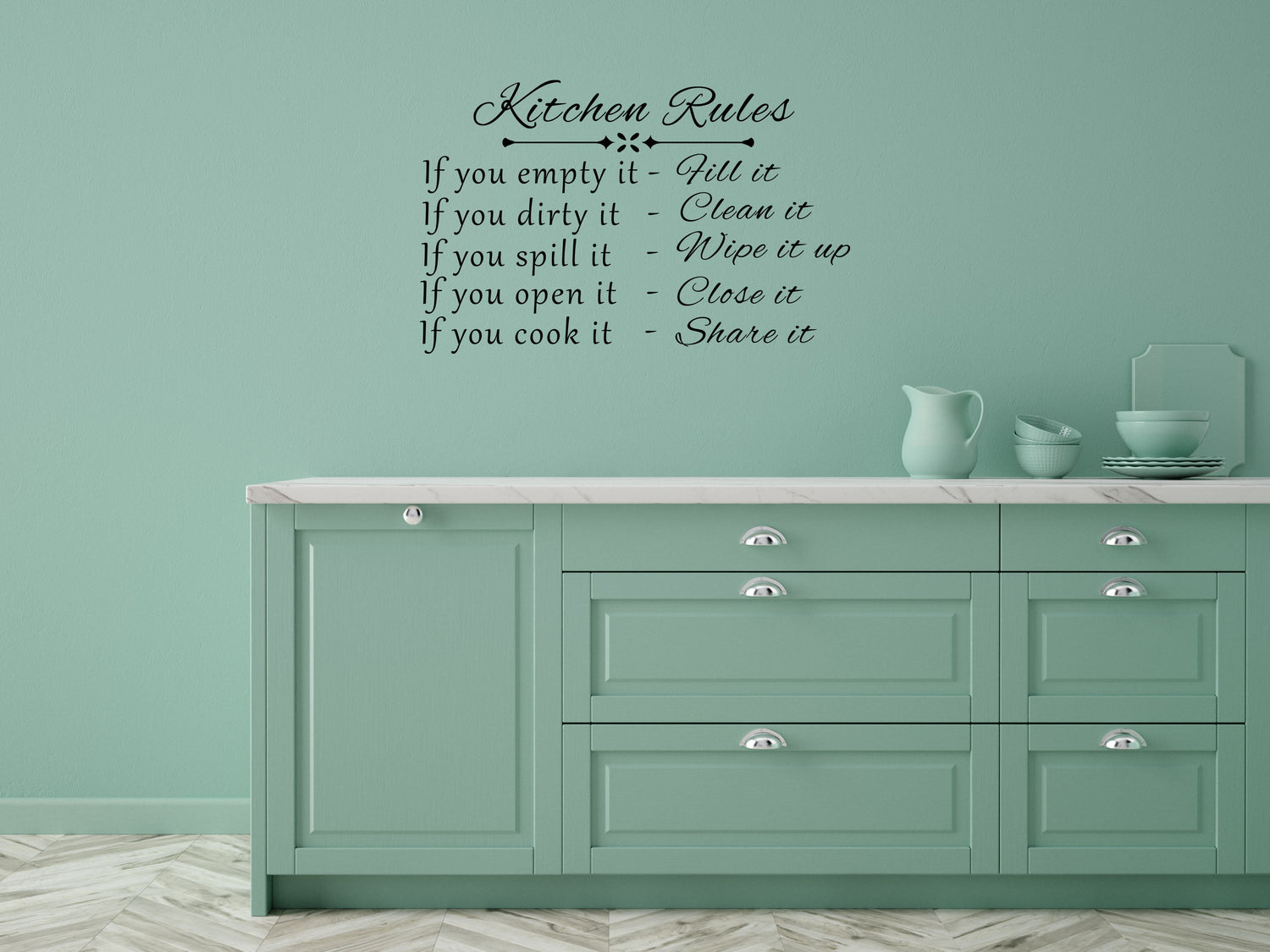 Kitchen Rules Vinyl Wall Decal Inspirational Wall Signs 