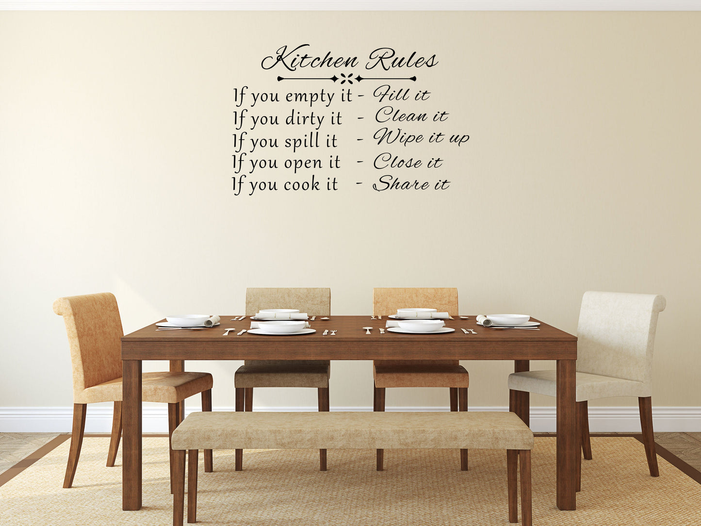 Kitchen Rules Vinyl Wall Decal Inspirational Wall Signs 
