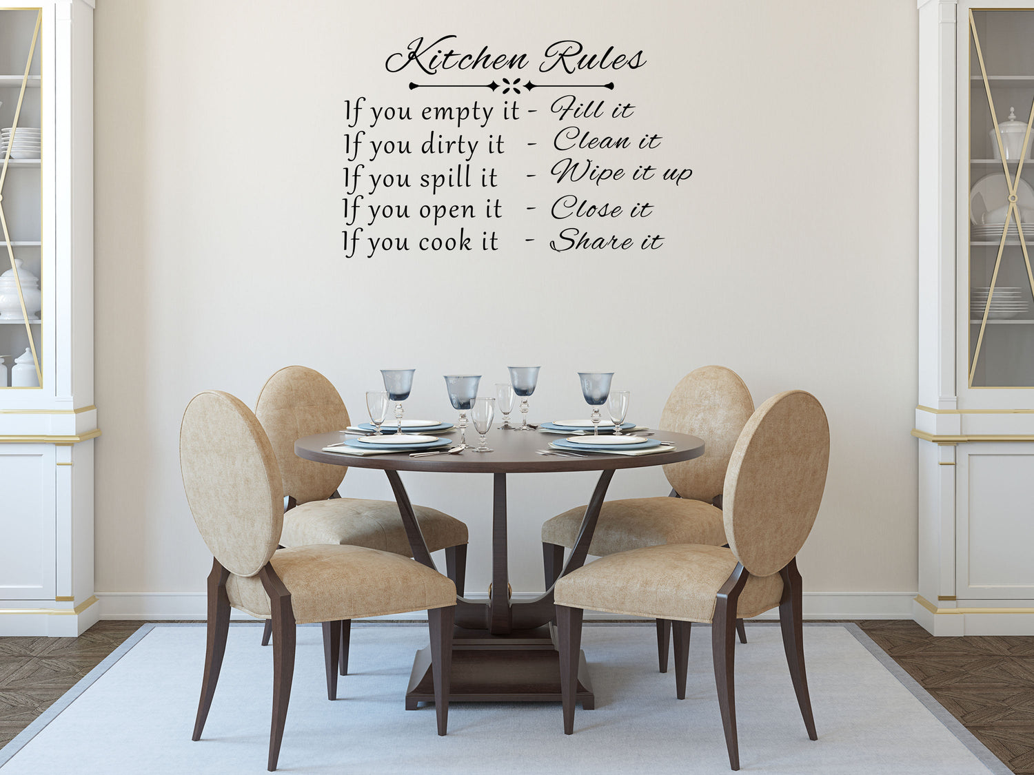 Kitchen Rules Vinyl Wall Decal Inspirational Wall Signs 