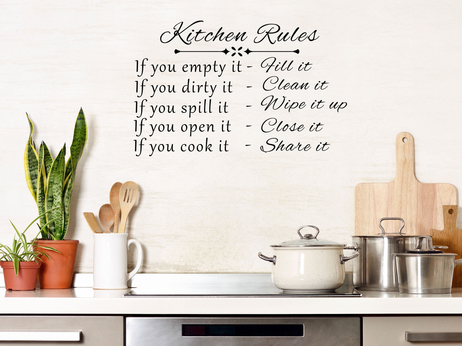 Kitchen Rules Vinyl Wall Decal Inspirational Wall Signs 