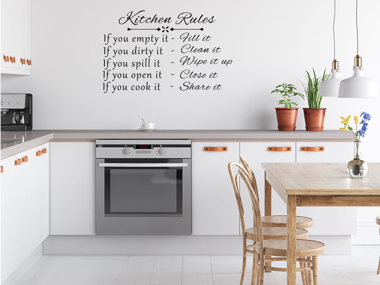 Kitchen Rules Vinyl Wall Decal Inspirational Wall Signs 