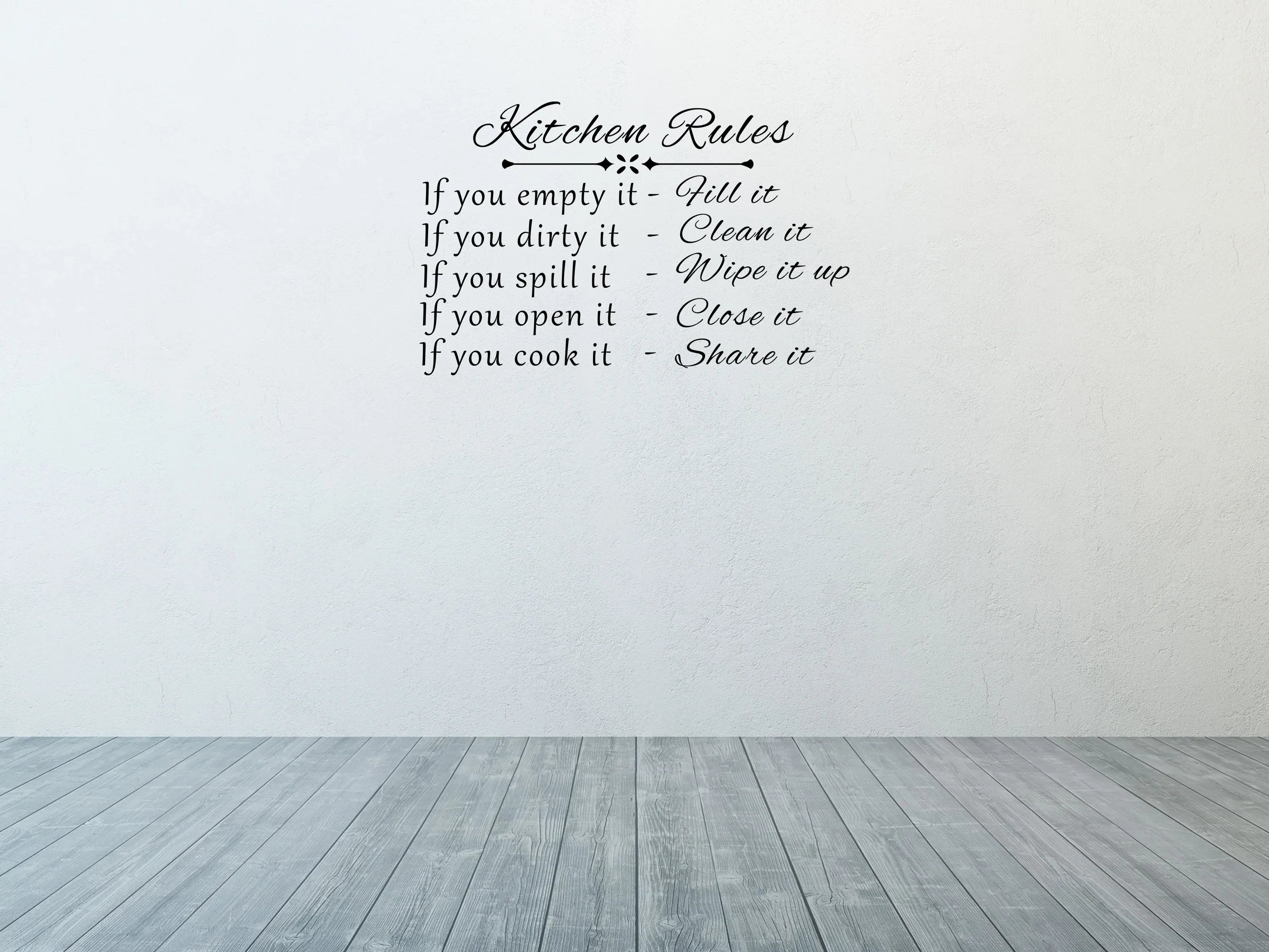 Kitchen Rules Wall Decal - Vinyl Wall Lettering Sticker For Dining Roo ...