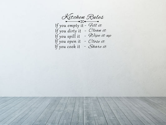 Kitchen Rules Vinyl Wall Decal Inspirational Wall Signs 