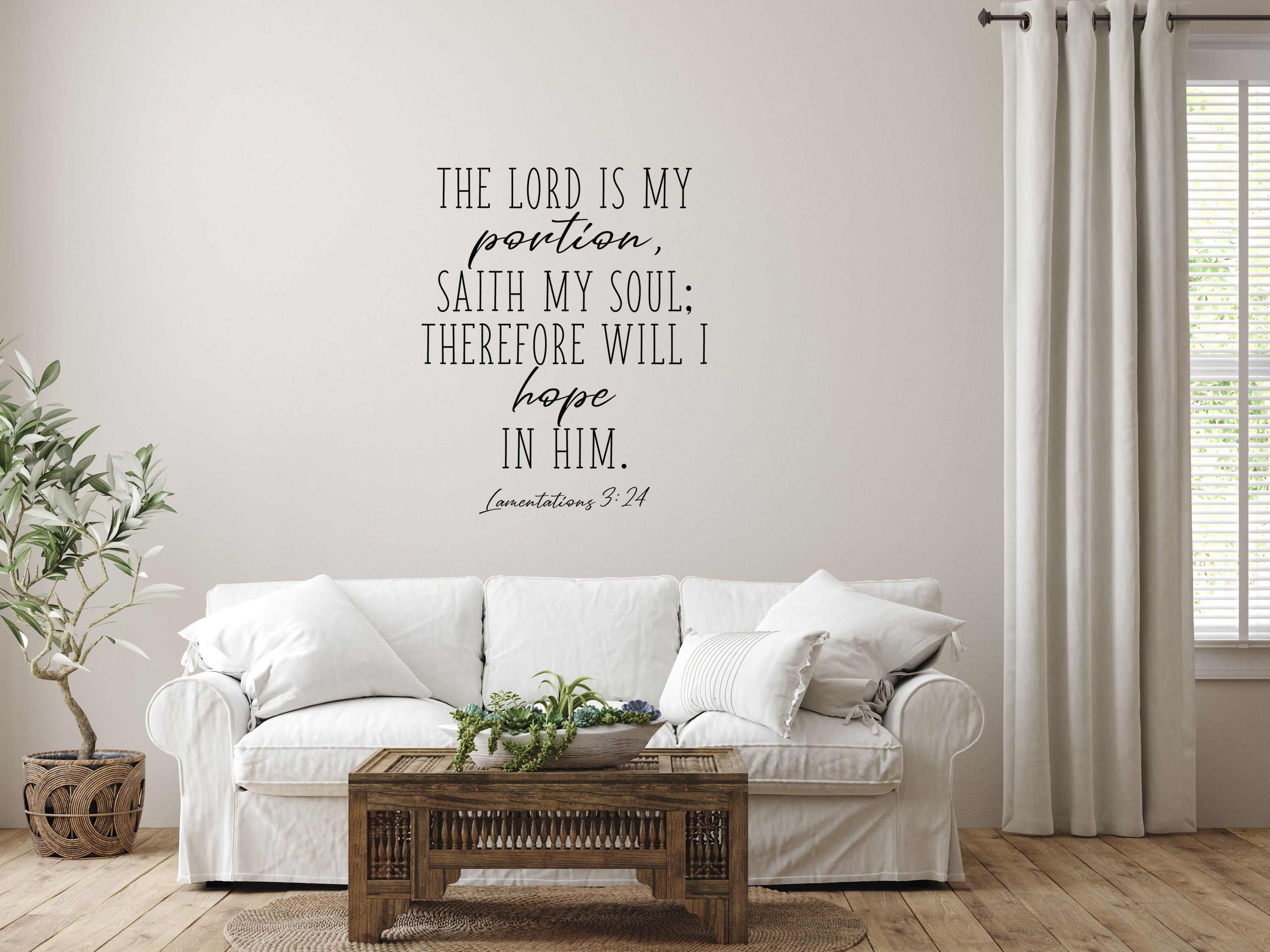 Lamentations 3:24 - Christian Wall Decal Sticker Vinyl Wall Decal Inspirational Wall Signs 