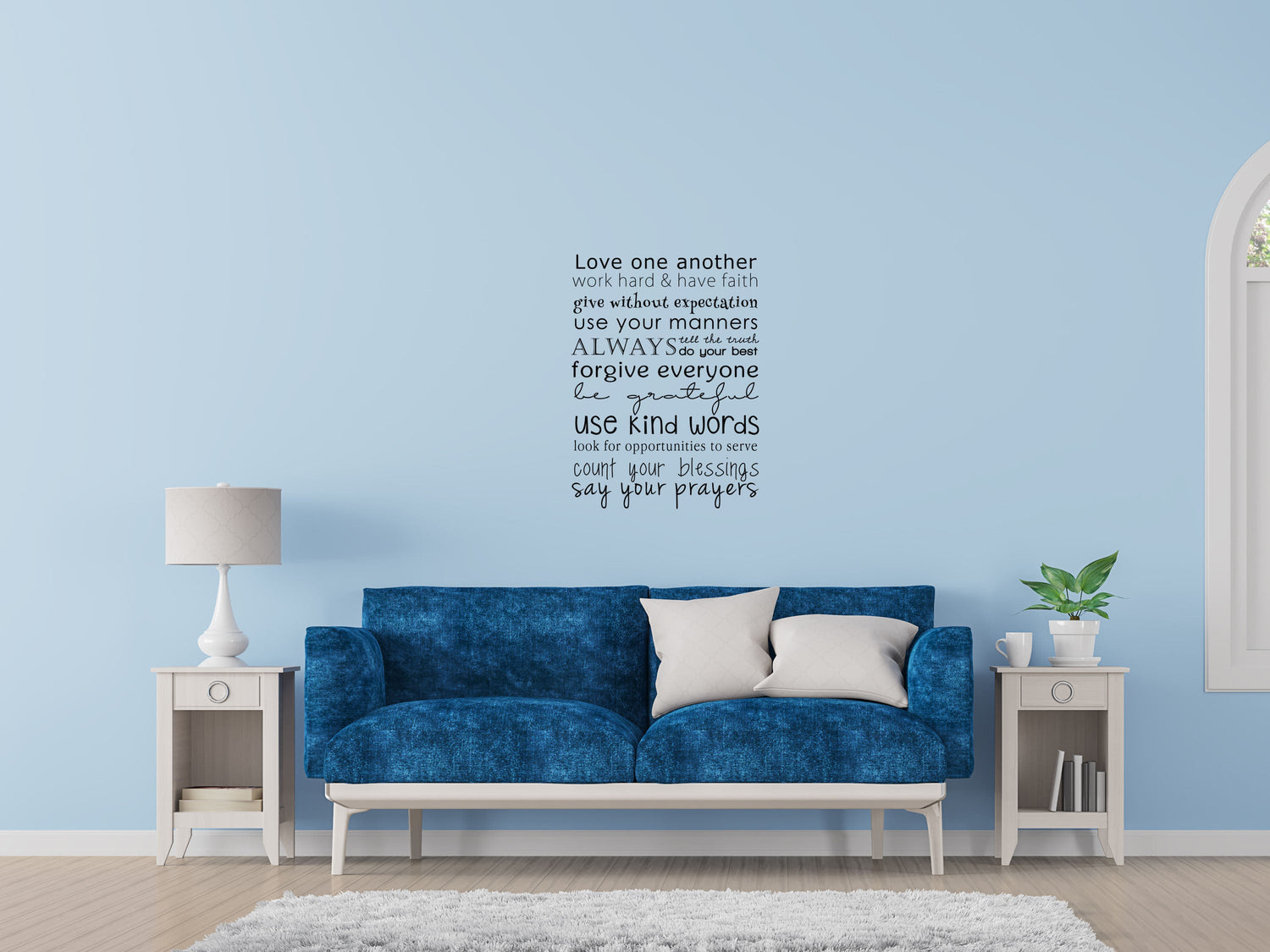 Love One Another, Work Hard & Have Faith - Inspirational Wall Decals Vinyl Wall Decal Inspirational Wall Signs 