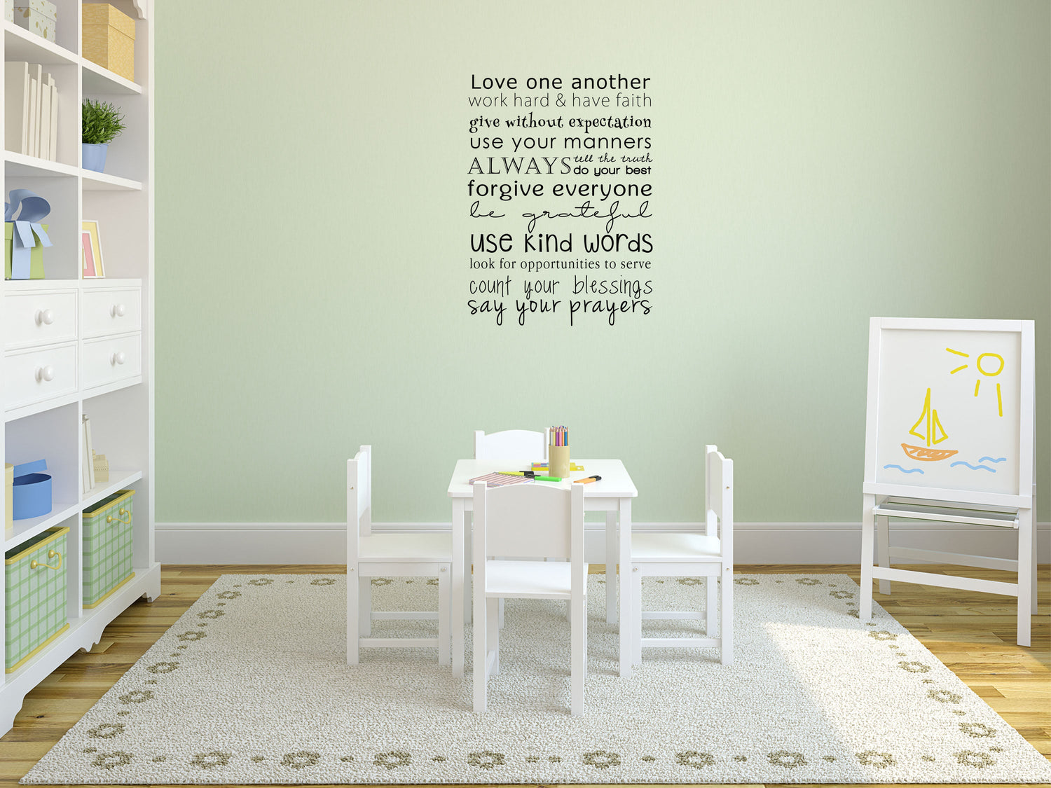 Love One Another, Work Hard & Have Faith - Inspirational Wall Decals Vinyl Wall Decal Inspirational Wall Signs 