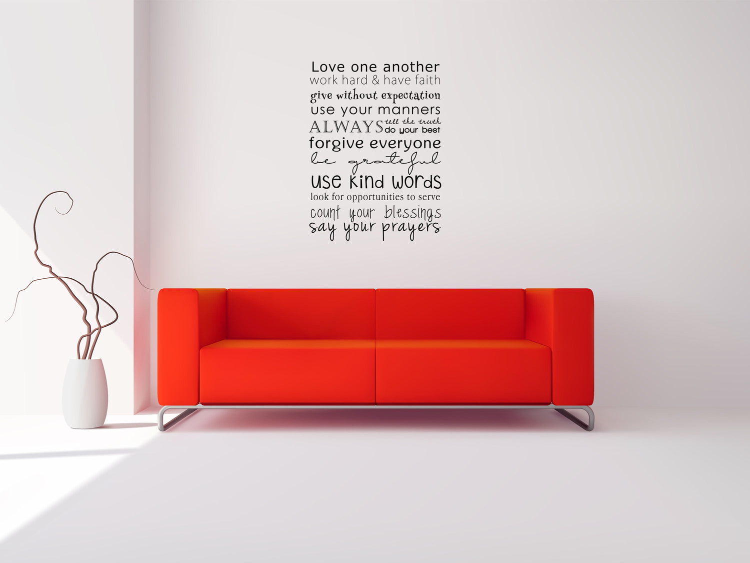 Love One Another, Work Hard & Have Faith - Inspirational Wall Decals Vinyl Wall Decal Inspirational Wall Signs 