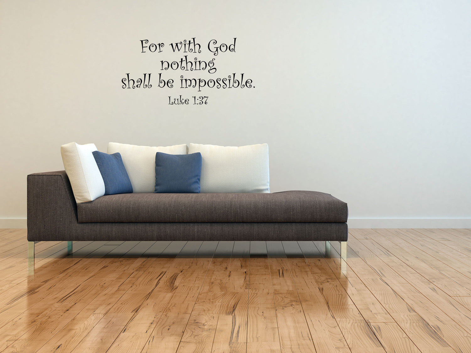 Luke 1:37 For With God Nothing Shall Be Impossible - Scripture Wall Decals Vinyl Wall Decal Inspirational Wall Signs 