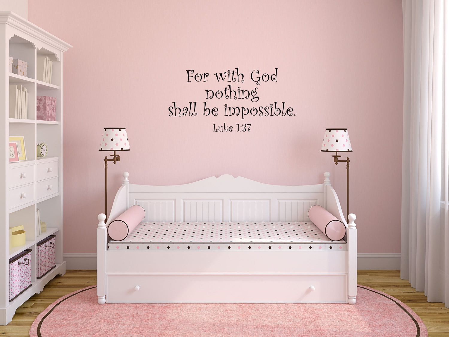 Luke 1:37 For With God Nothing Shall Be Impossible - Scripture Wall Decals Vinyl Wall Decal Inspirational Wall Signs 