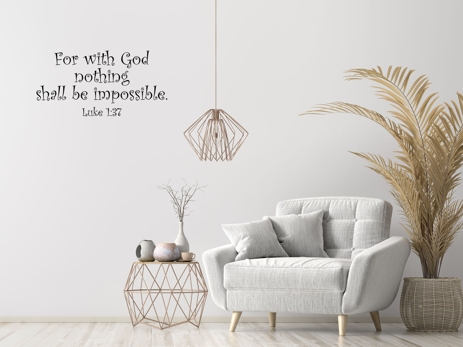 Luke 1:37 - Scripture Wall Decals Vinyl Wall Decal Inspirational Wall Signs 