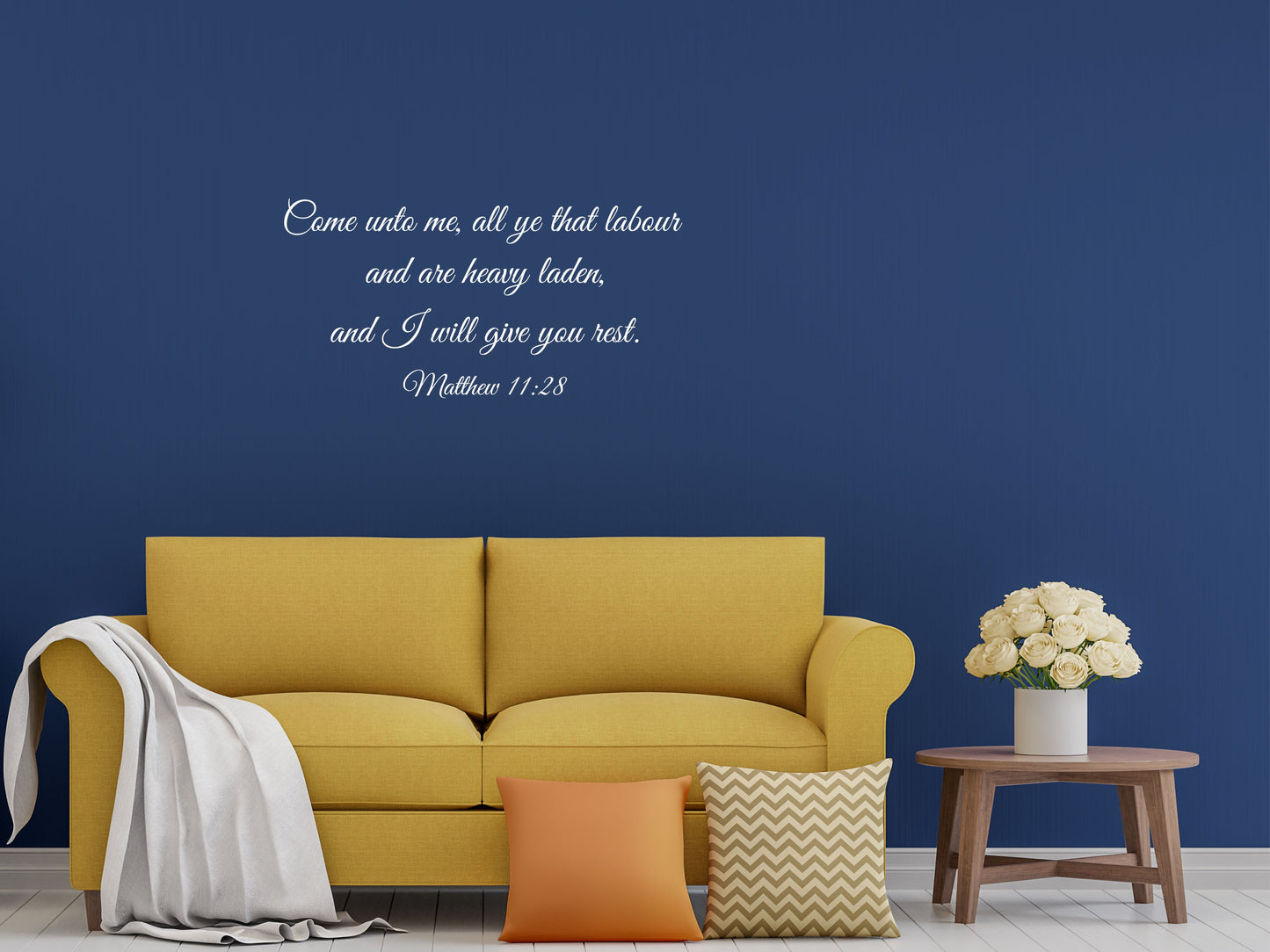 Matthew 11:28 - Bedroom Scripture Decal Vinyl Wall Decal Inspirational Wall Signs 