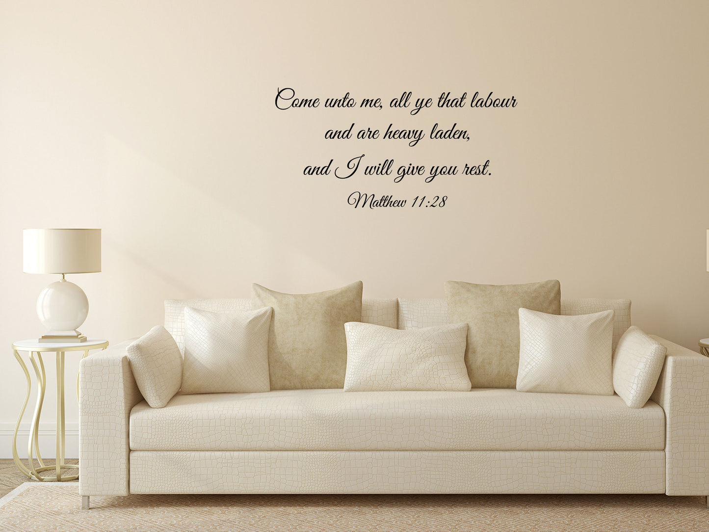 Matthew 11:28 - Bedroom Scripture Decal Vinyl Wall Decal Inspirational Wall Signs 