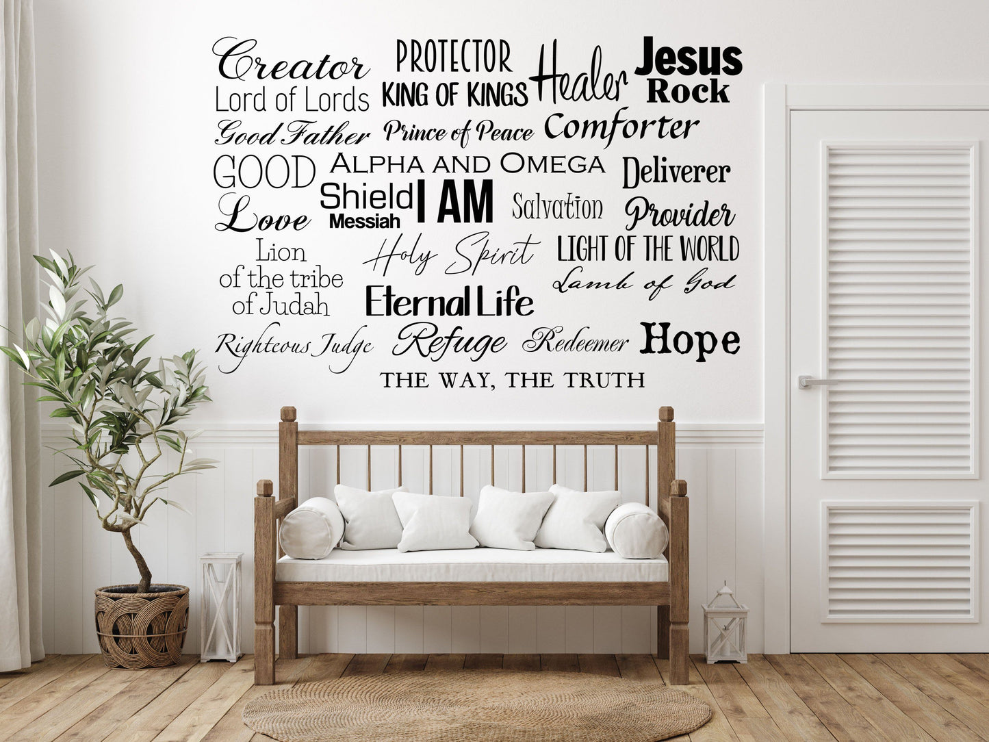 Names Of God Vinyl Wall Decal Inspirational Wall Signs 