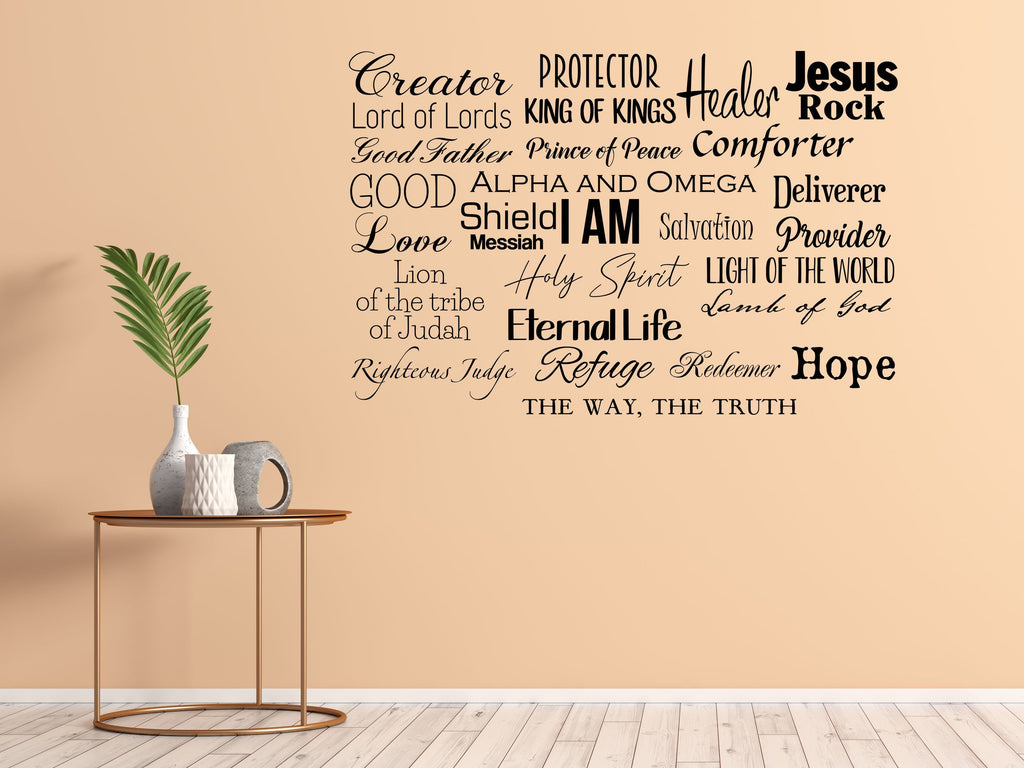 Names Of God Vinyl Wall Decal Inspirational Wall Signs 