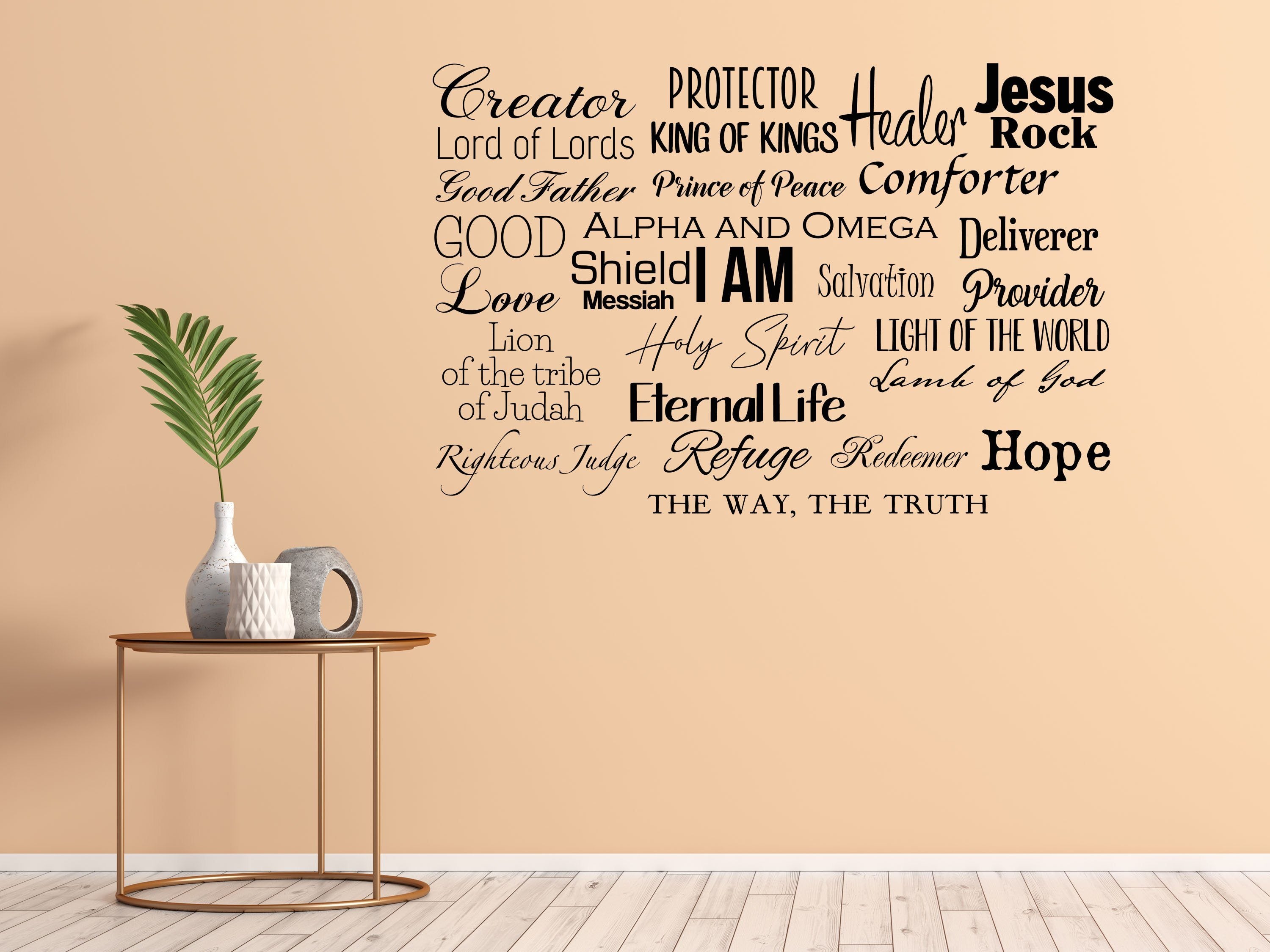 Names Of God Vinyl Wall Decal Inspirational Wall Signs 