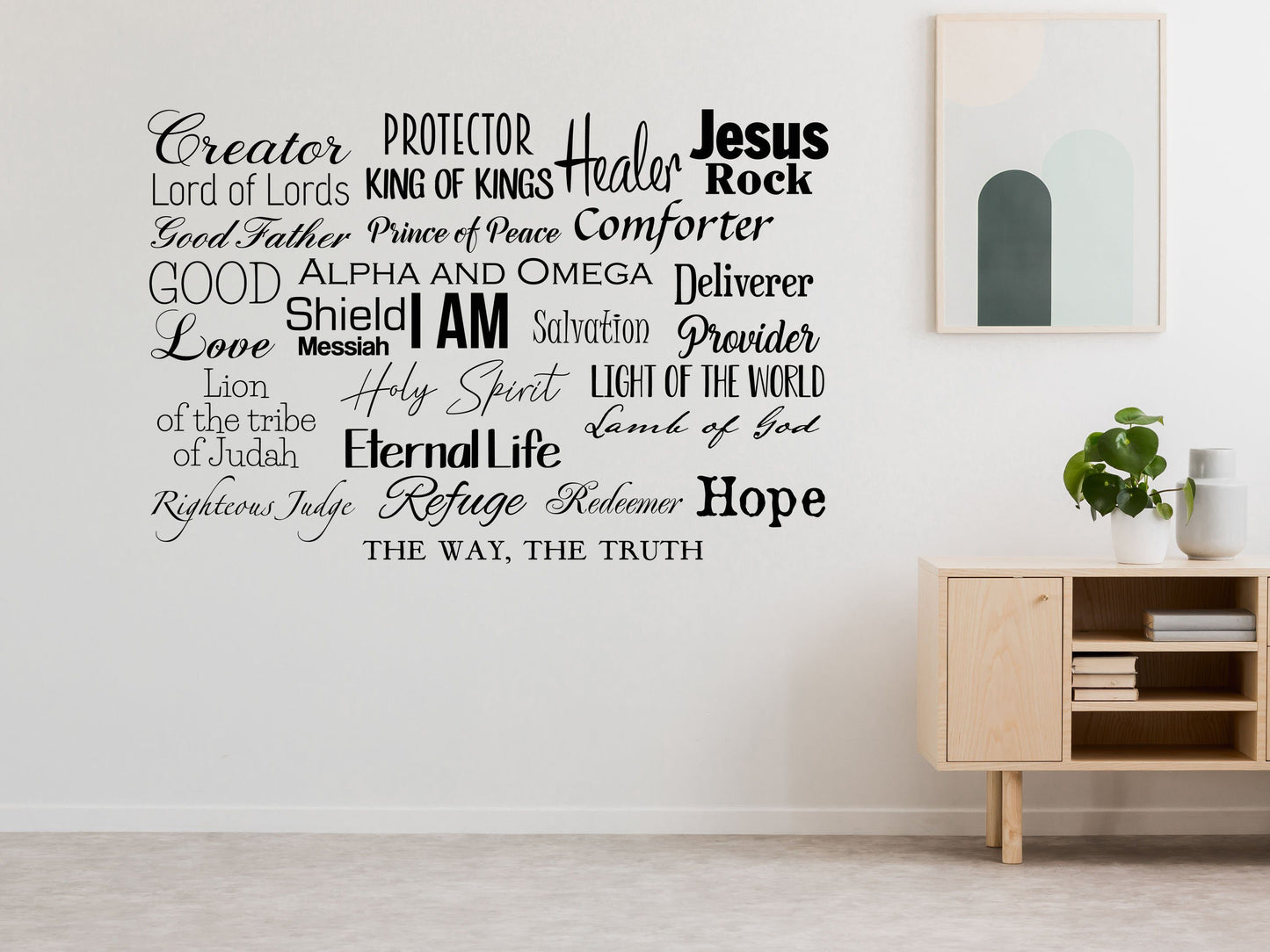 Names Of God Vinyl Wall Decal Inspirational Wall Signs 