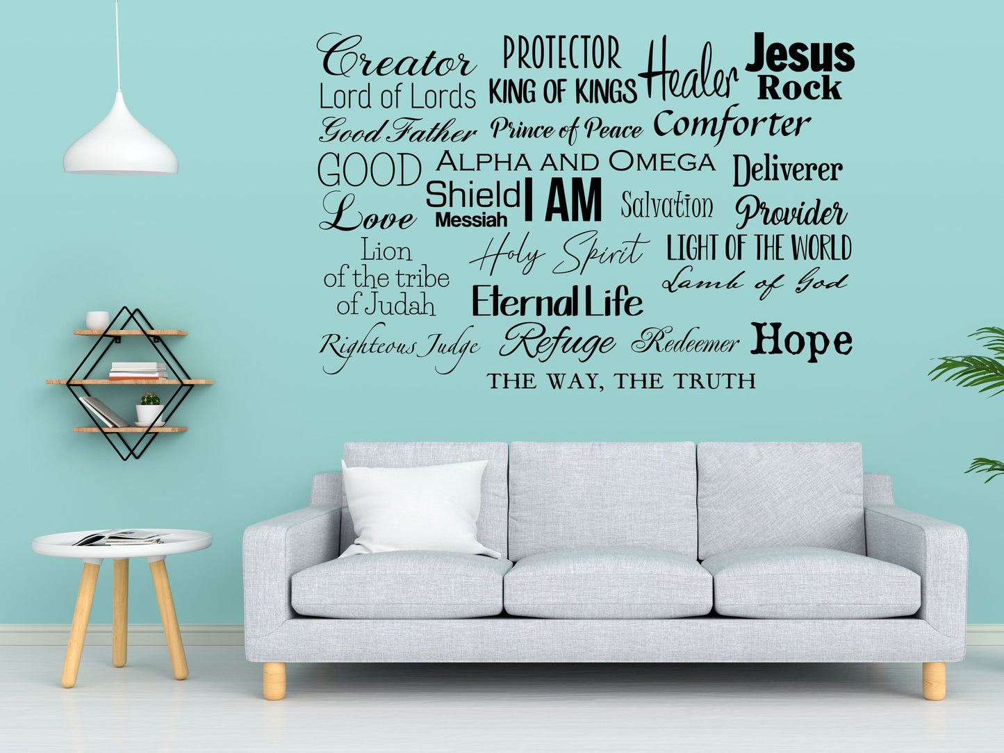 Names Of God Vinyl Wall Decal Inspirational Wall Signs 