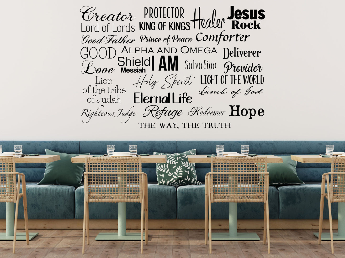 Names Of God Vinyl Wall Decal Inspirational Wall Signs 