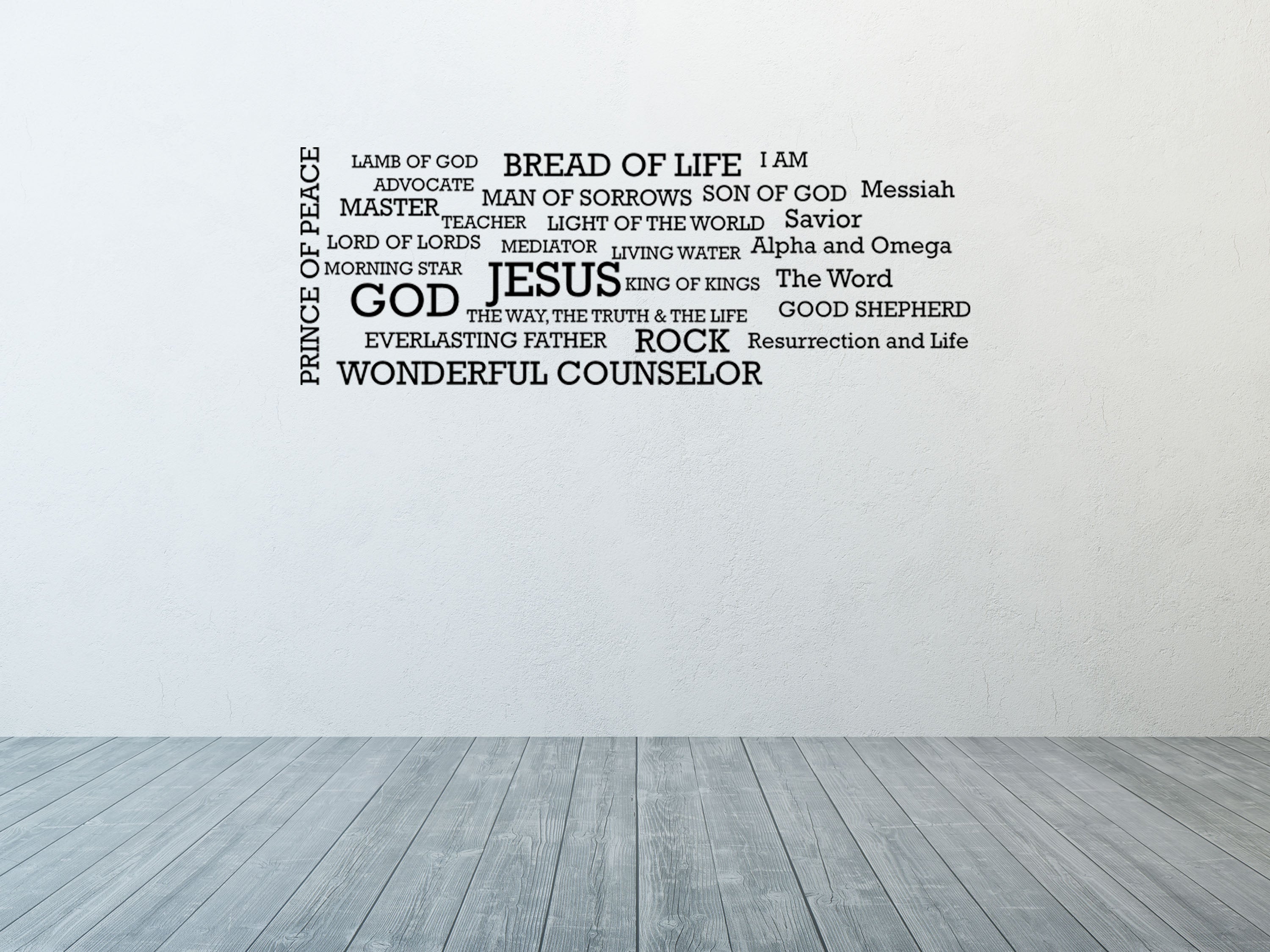 Names Of God Word Cloud Christian Wall Decal Vinyl Wall Decal Inspirational Wall Signs 